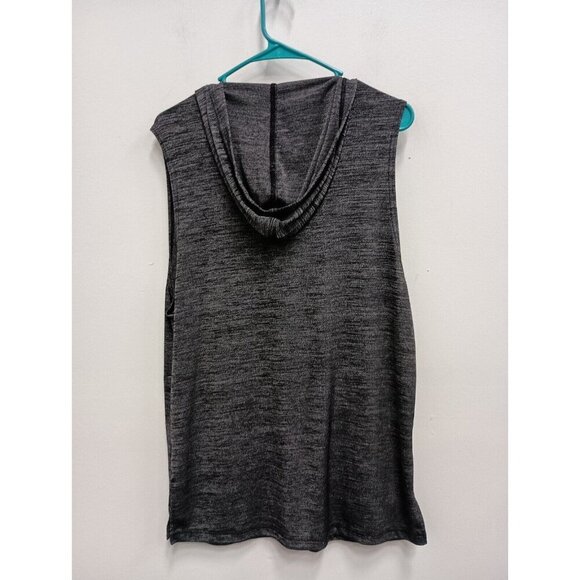 Barbara Lesser Womens Hooded Sleeveless Cardigan Medium Gray Heather Slinky Vest - Picture 8 of 8